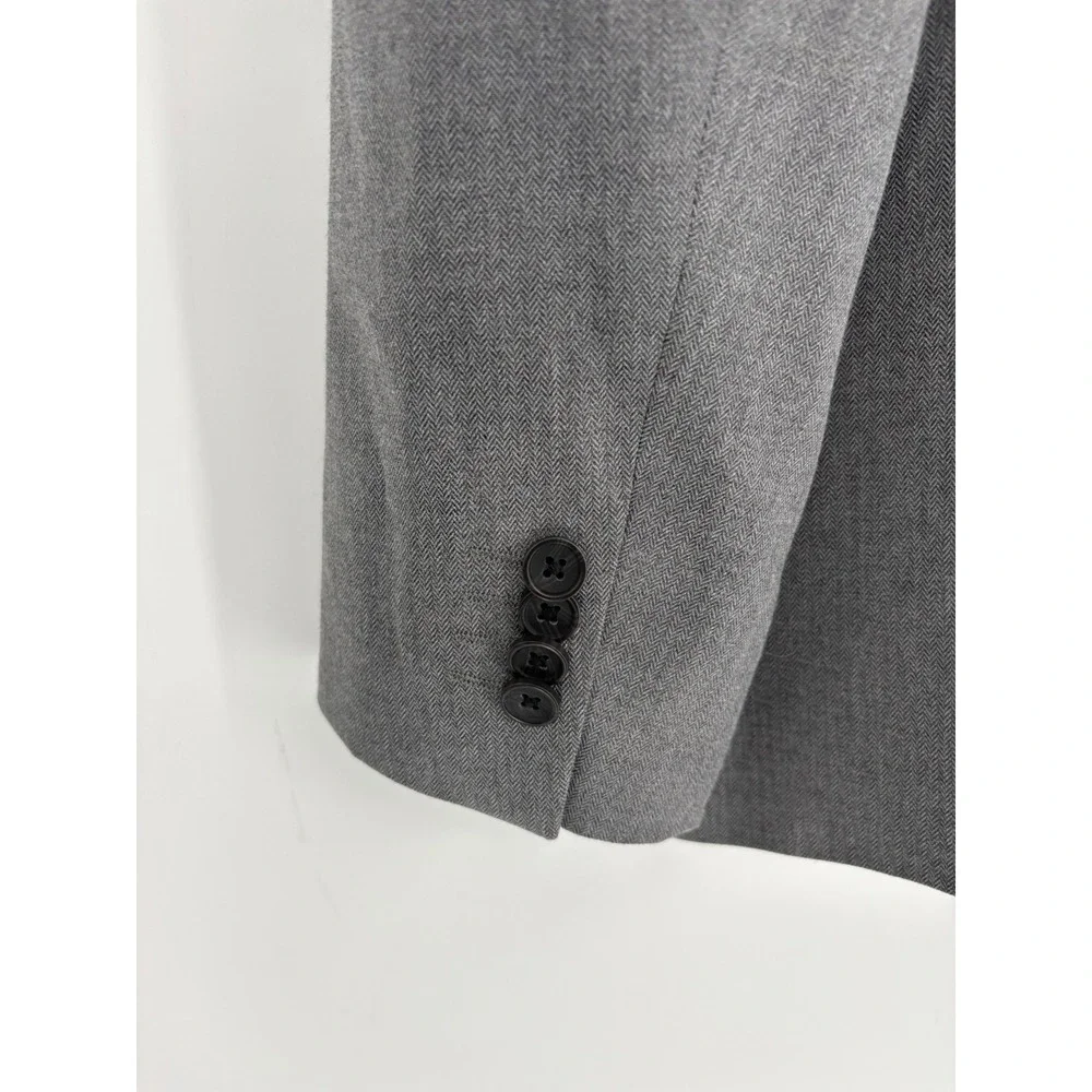 Banana Republic Blazer Mens 46R Gray Herringbone Two Button Formal Jacket